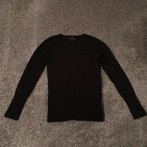 Black V-neck sweater